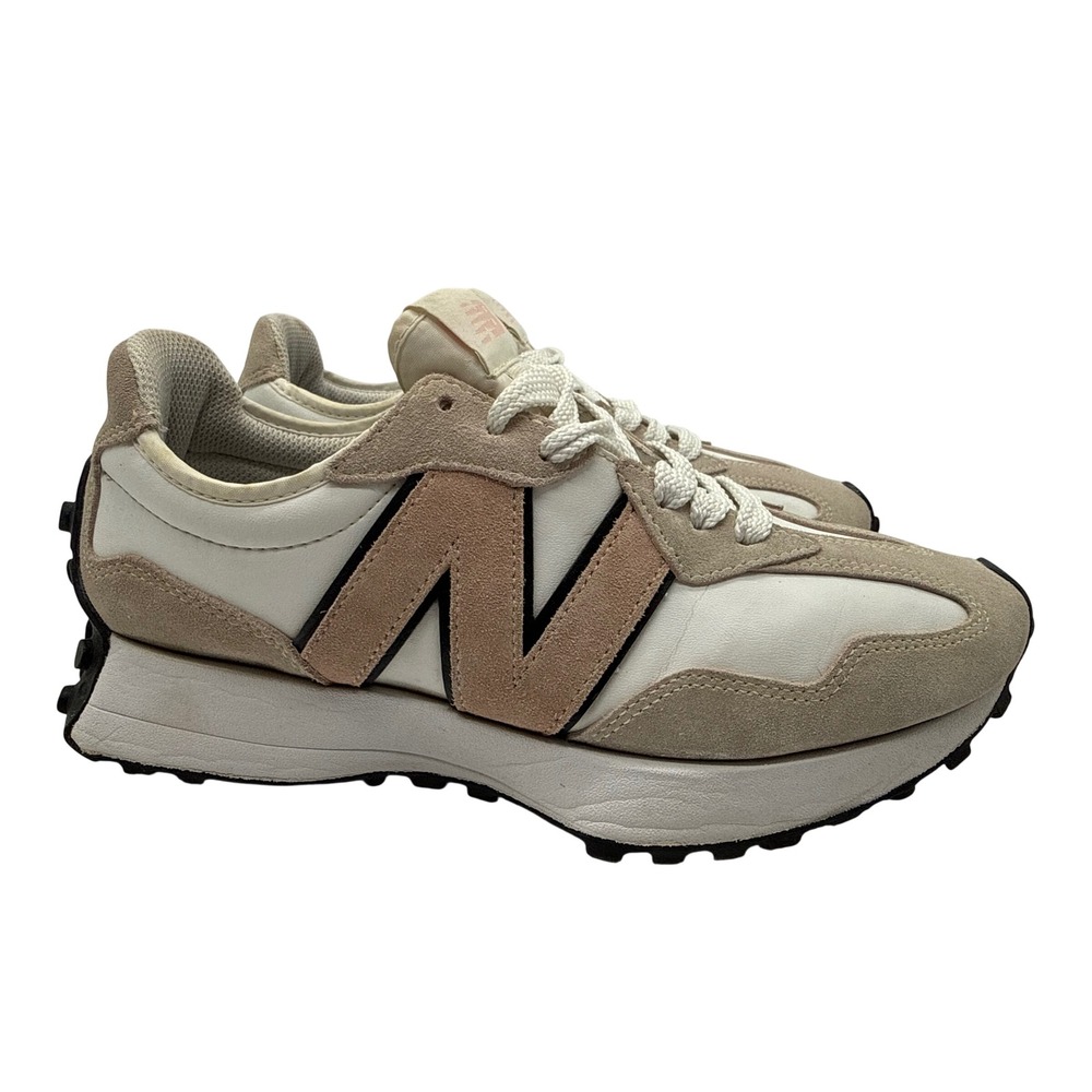 New Balance 327 Sneakers Womens 9 White Beige Pink Excellent Retro Lifestyle